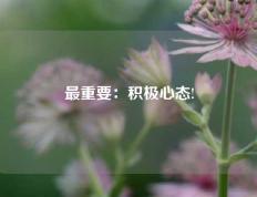 最重要：积极心态!